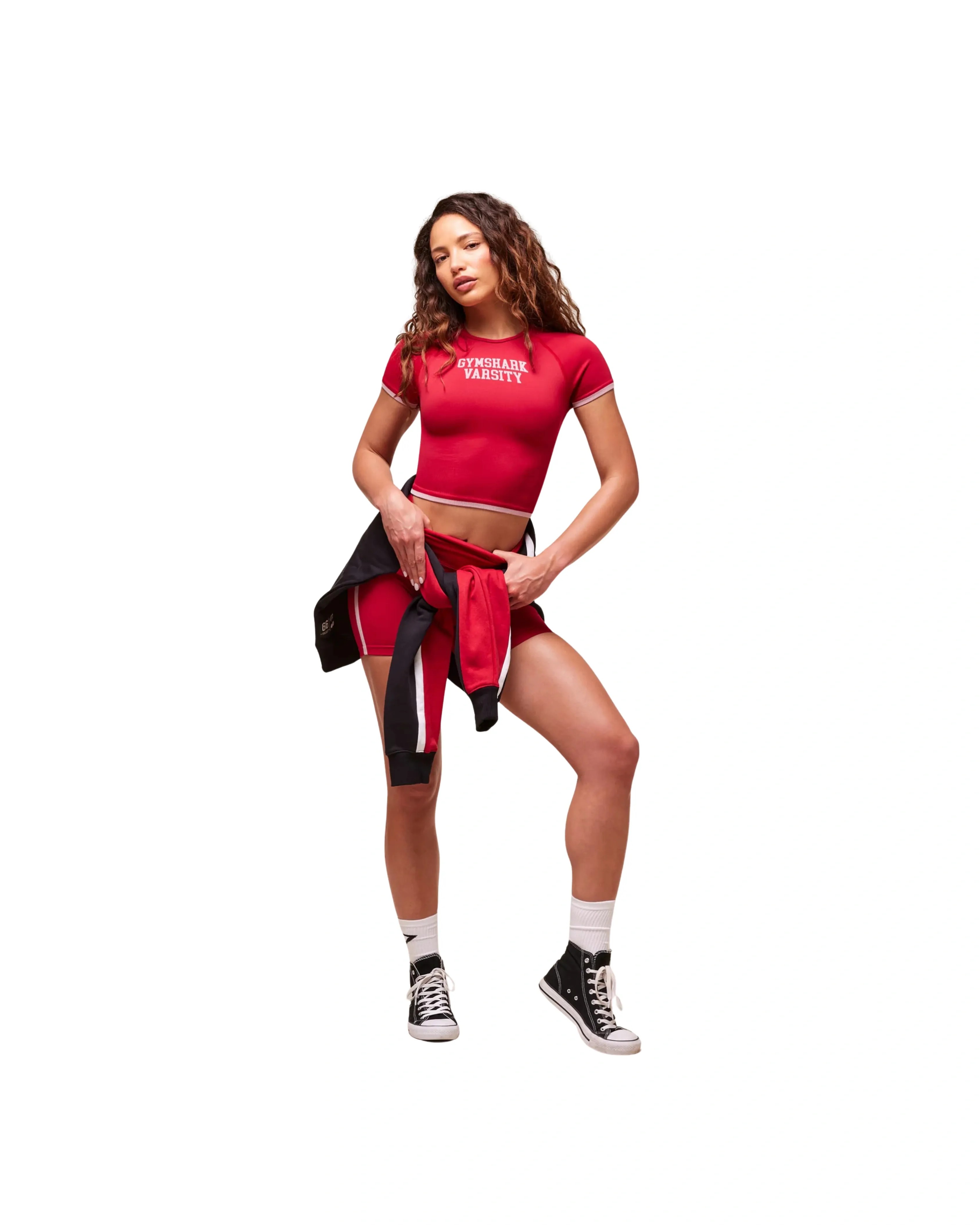 Gymshark Lift Varsity Seamless Midi T-Shirt Carmine Red - HypeFly India View 3