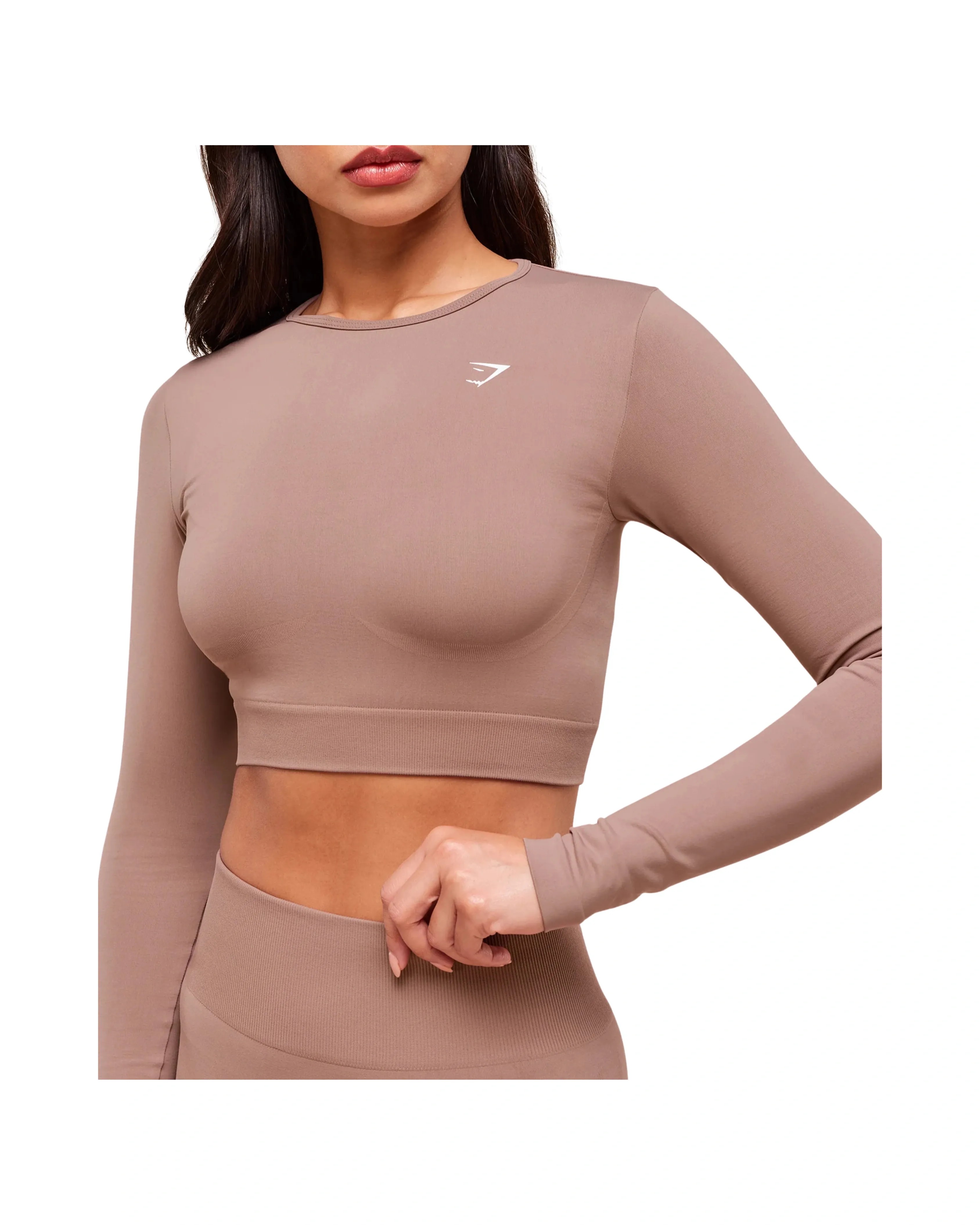 Gymshark Everyday Seamless Long Sleeve Crop Top Chestnut Pink - HypeFly India View 3