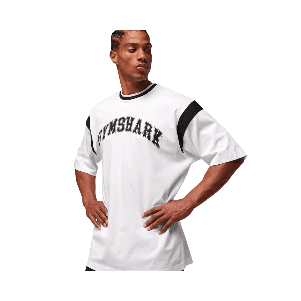 GymShark GSLC Oversized T-Shirt White/Black - HypeFly India View 3