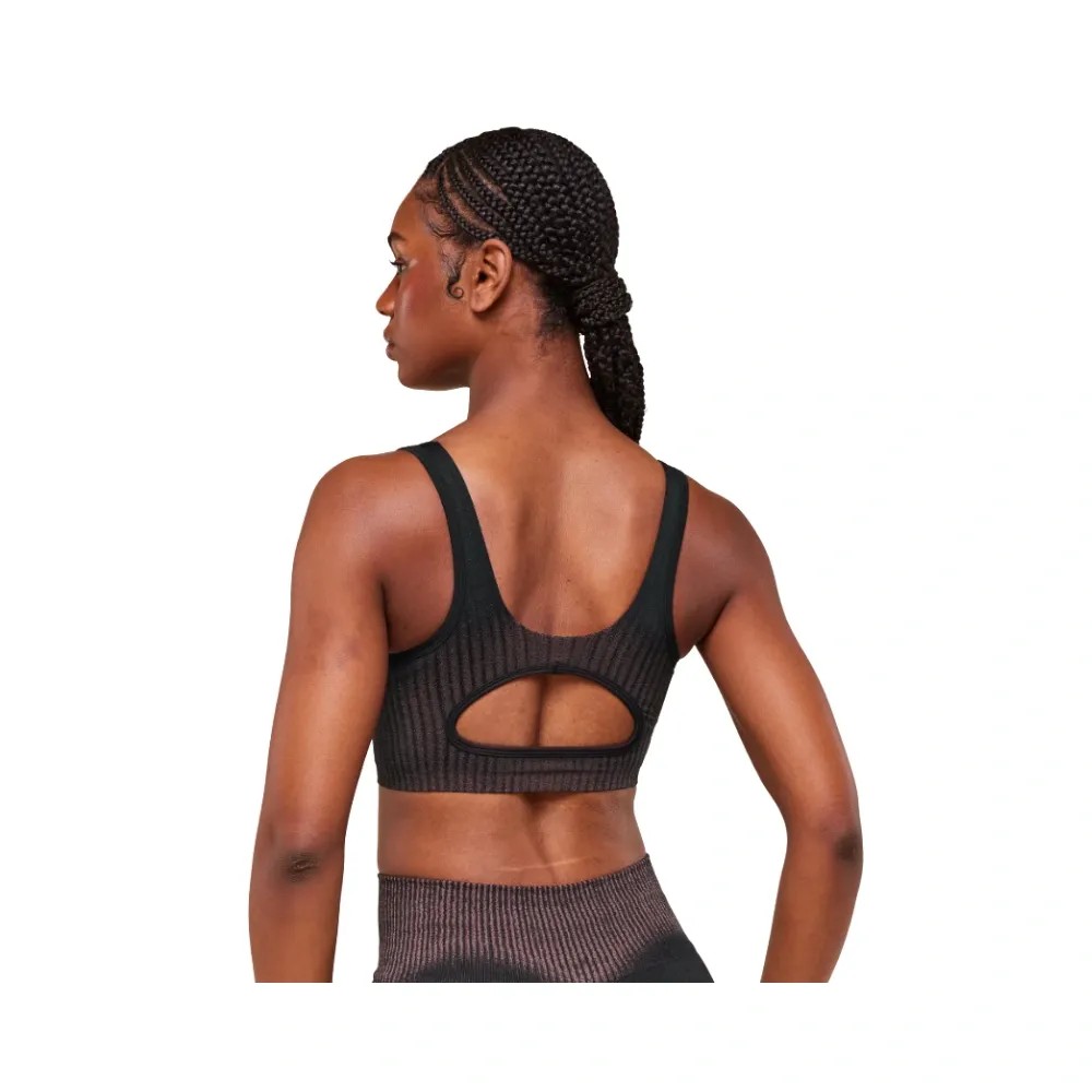 Gymshark Diffuse Seamless Sports Bra - Light Support Black/Calm Pink - HypeFly India View 2