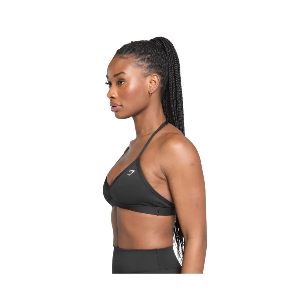 Gymshark Minimal Halterneck Sports Bra - Light Support Black - HypeFly India View 3