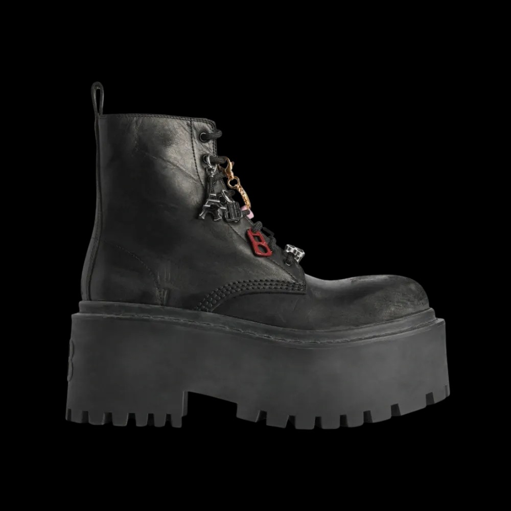Balenciaga Strike Platform Bootie With Charms In Black - HypeFly India View 1