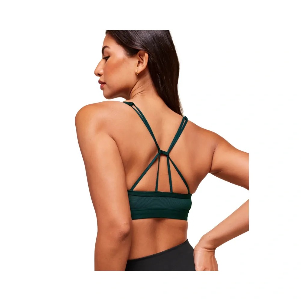 Gymshark Ruched Strappy Sports Bra Light Support Deep Petrol Blue - HypeFly India View 4