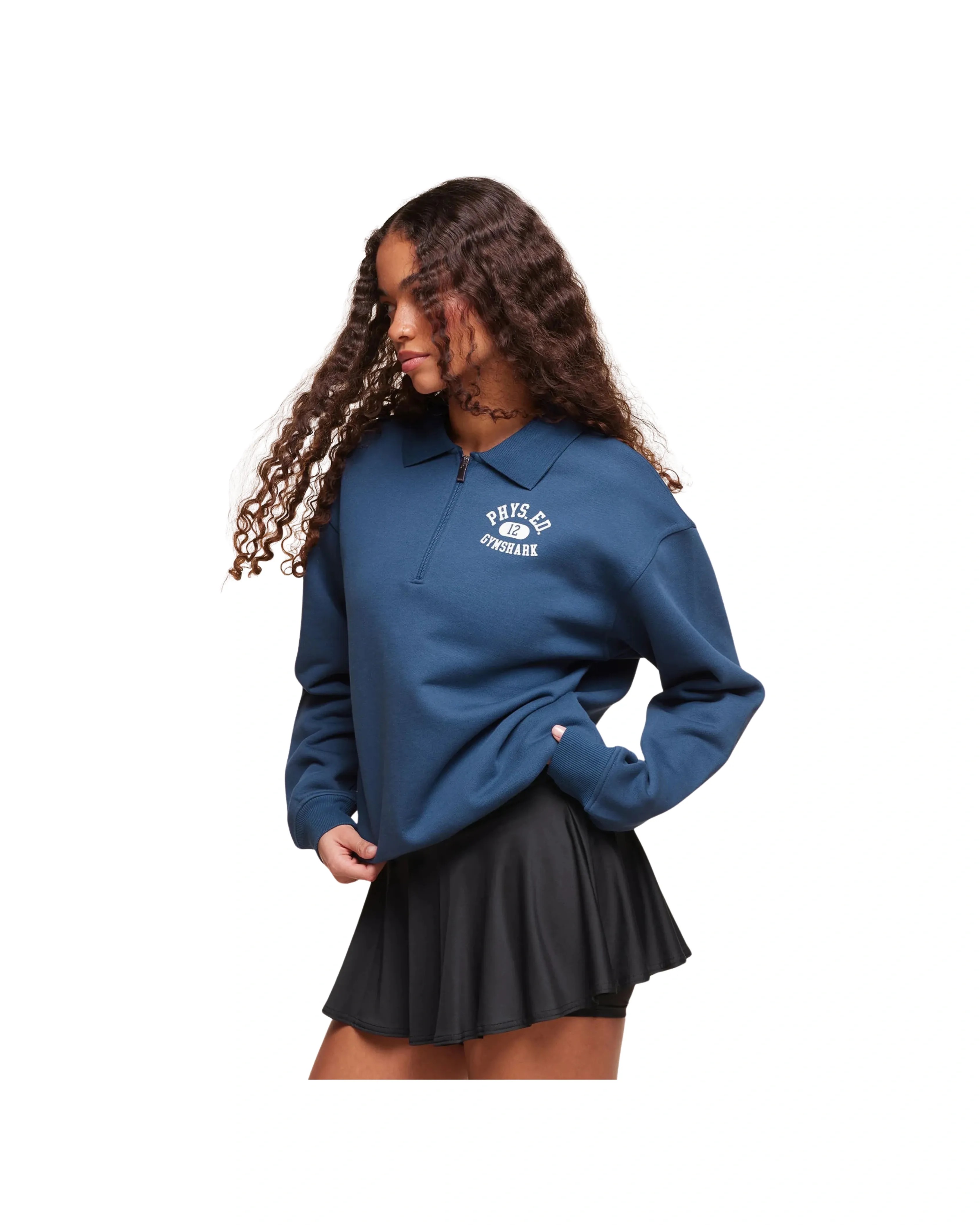 Gymshark Phys Ed Graphic 1/4 Zip Soft Blue - HypeFly India View 3
