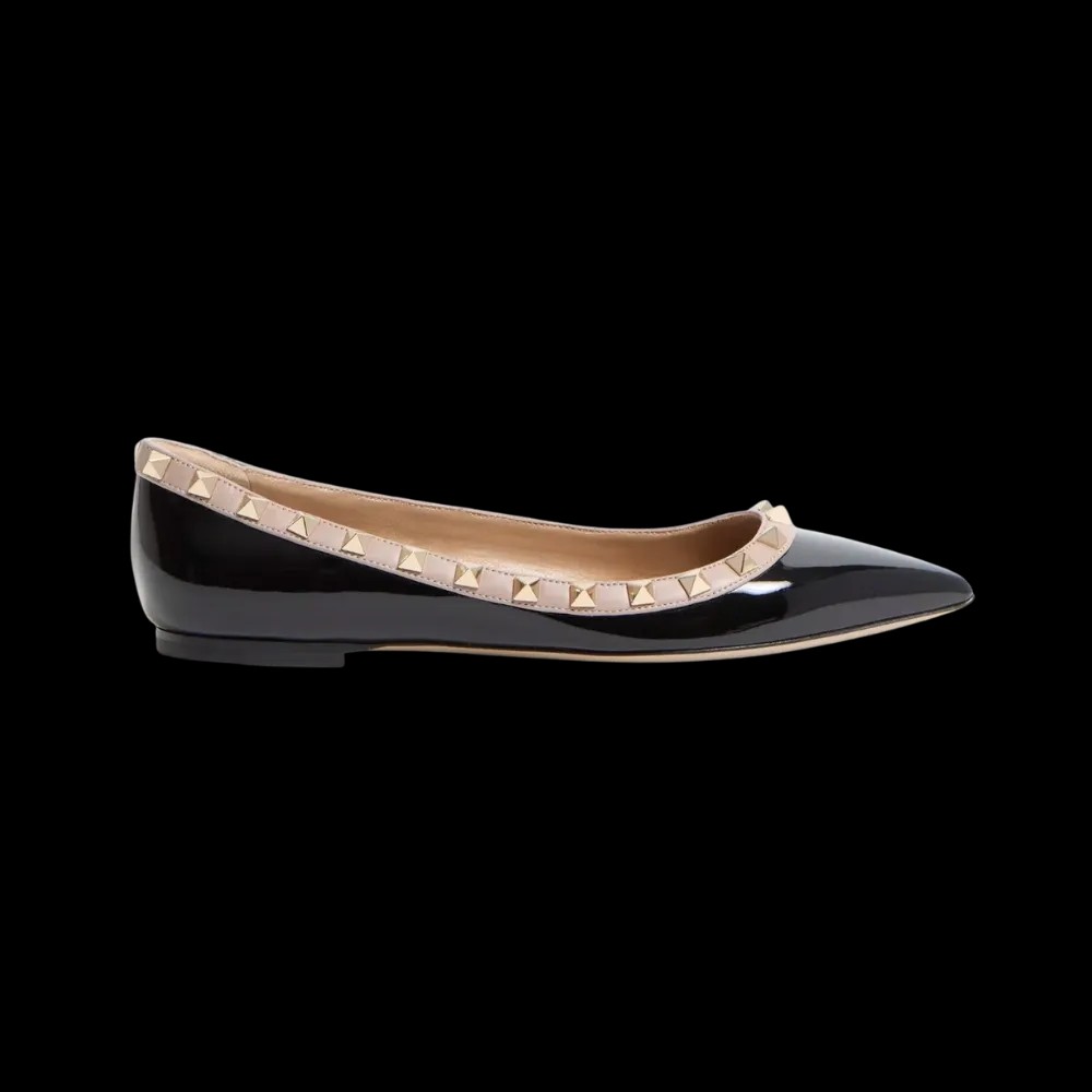 Valentino Patent Rockstud Ballet Flat Black - HypeFly India View 1