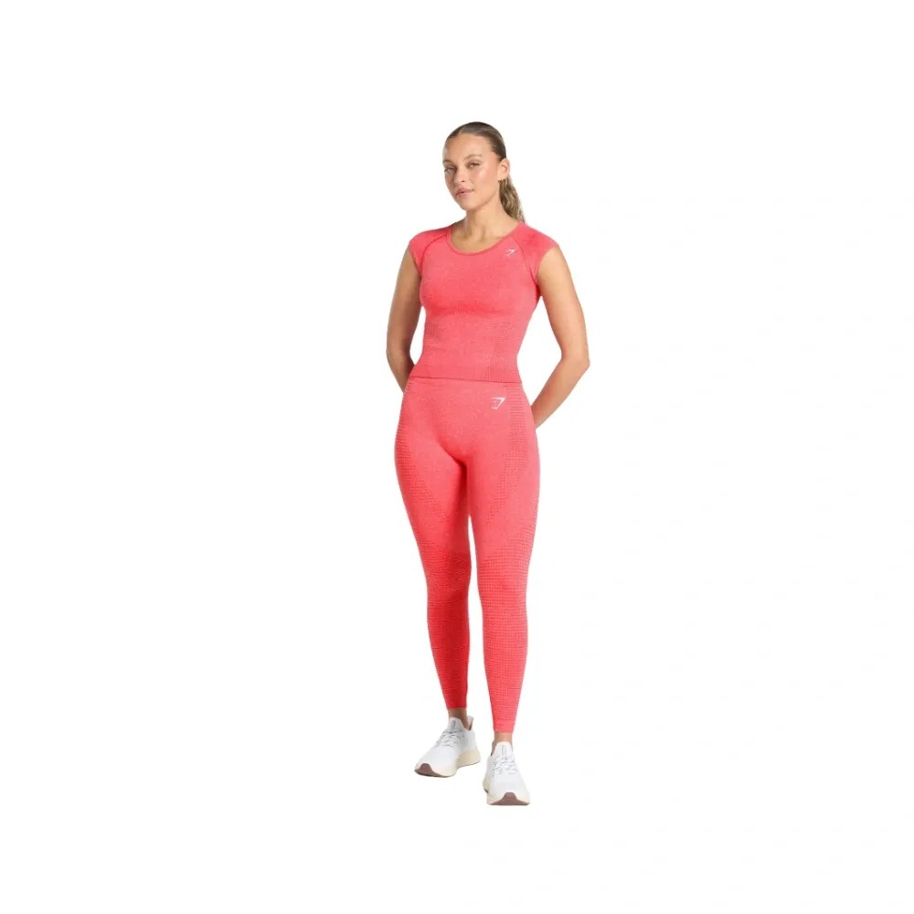 Gymshark Vital Scoop Neck Top Coral Red Marl - HypeFly India View 5