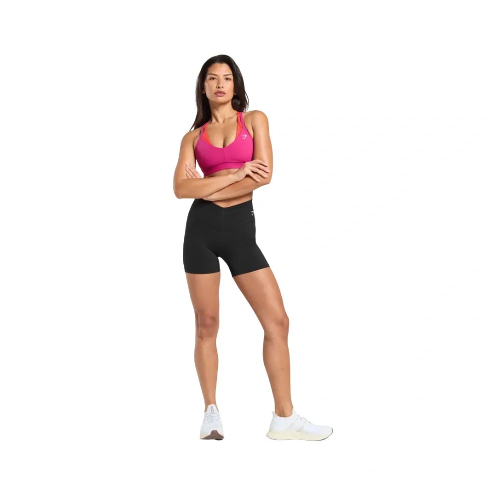 Gymshark Double Up Sports Bra - Light Support Winning Pink/Coral Red - HypeFly India View 5