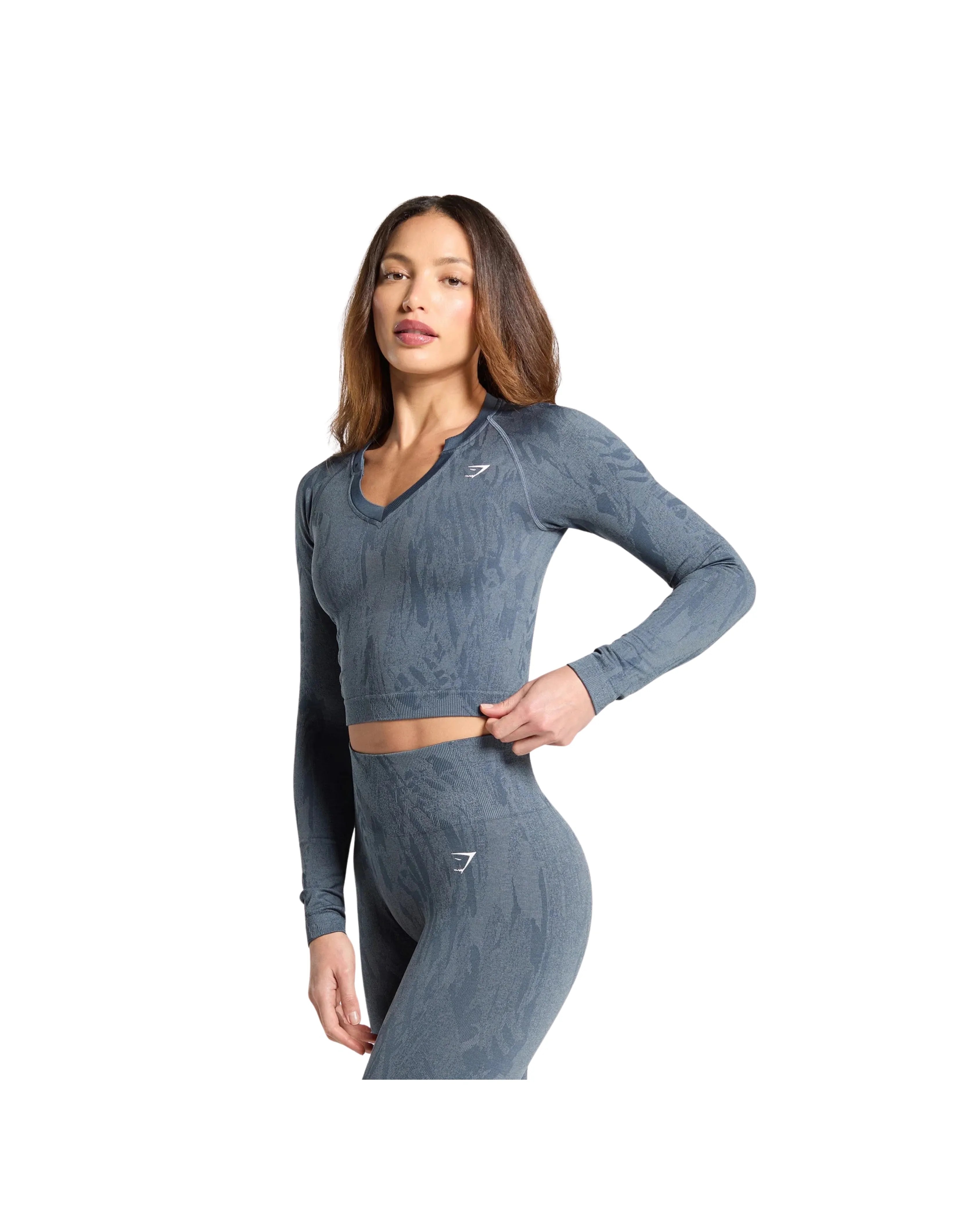 Adapt Camo Seamless Long Sleeve Top Body fit Titanium Blue/Denim Grey - HypeFly India View 3