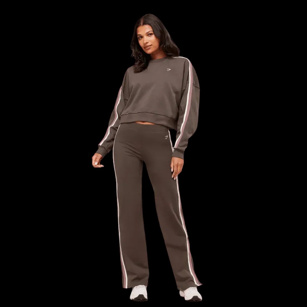 Gymshark Piping Midi Crew Neck Walnut Brown/Chestnut Pink/Soft White - HypeFly India View 5