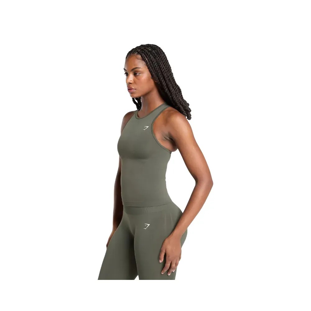 Gymshark Everyday Seamless Tight Fit Tank Strength Green - HypeFly India View 5