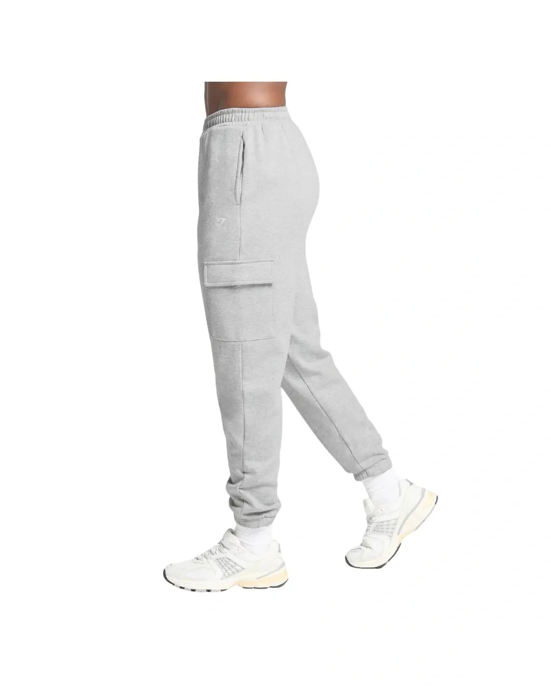 Gymshark Fleece Cargo Joggers Light Grey Coral Marl - HypeFly India View 3