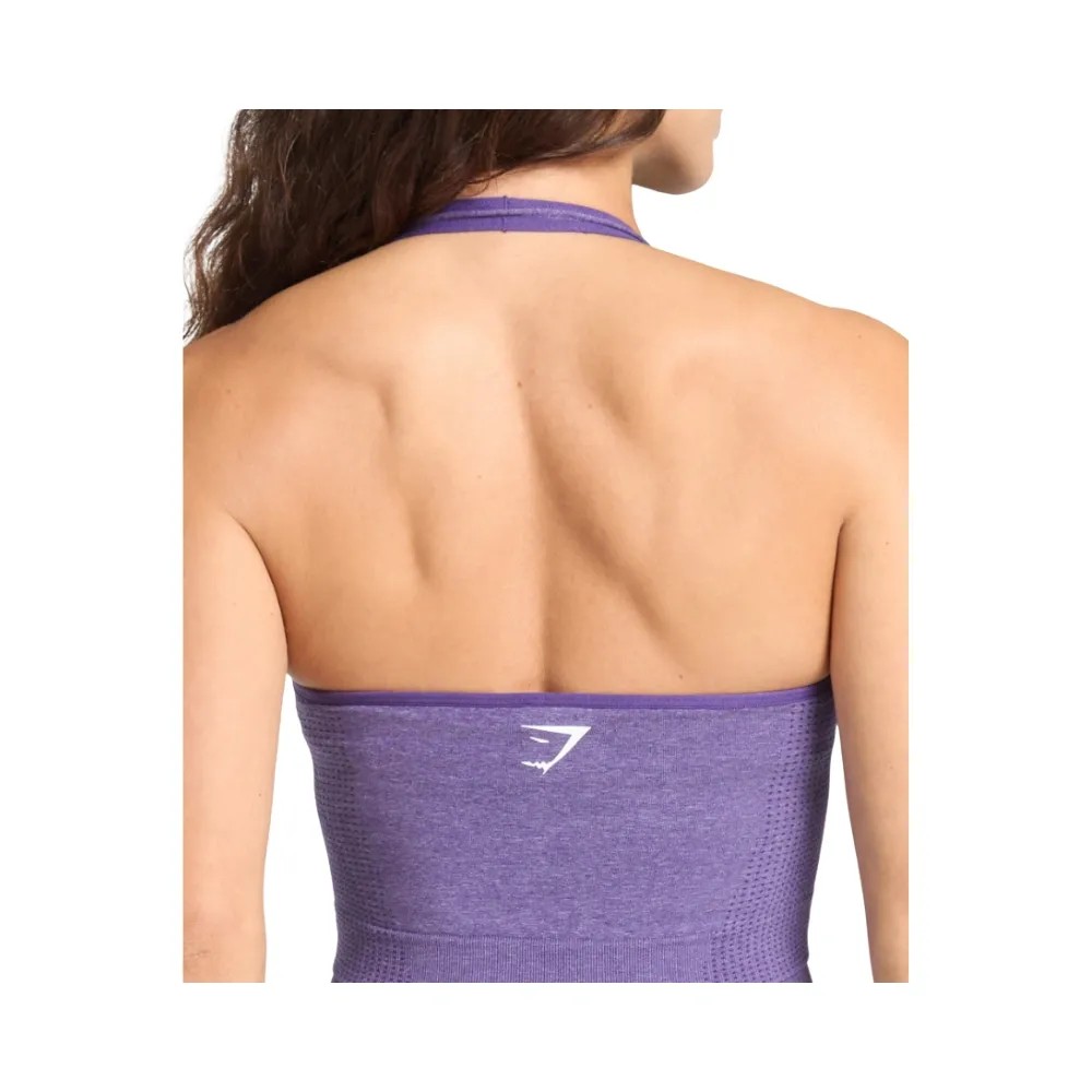 Gymshark Vital Halter Neck Tank With Shelf Crop Top Functional Purple Marl - HypeFly India View 4