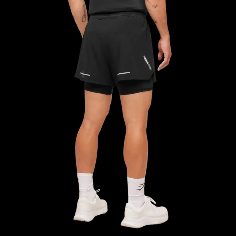 Gymshark Running 4" 2in1 Shorts Black - HypeFly India View 2