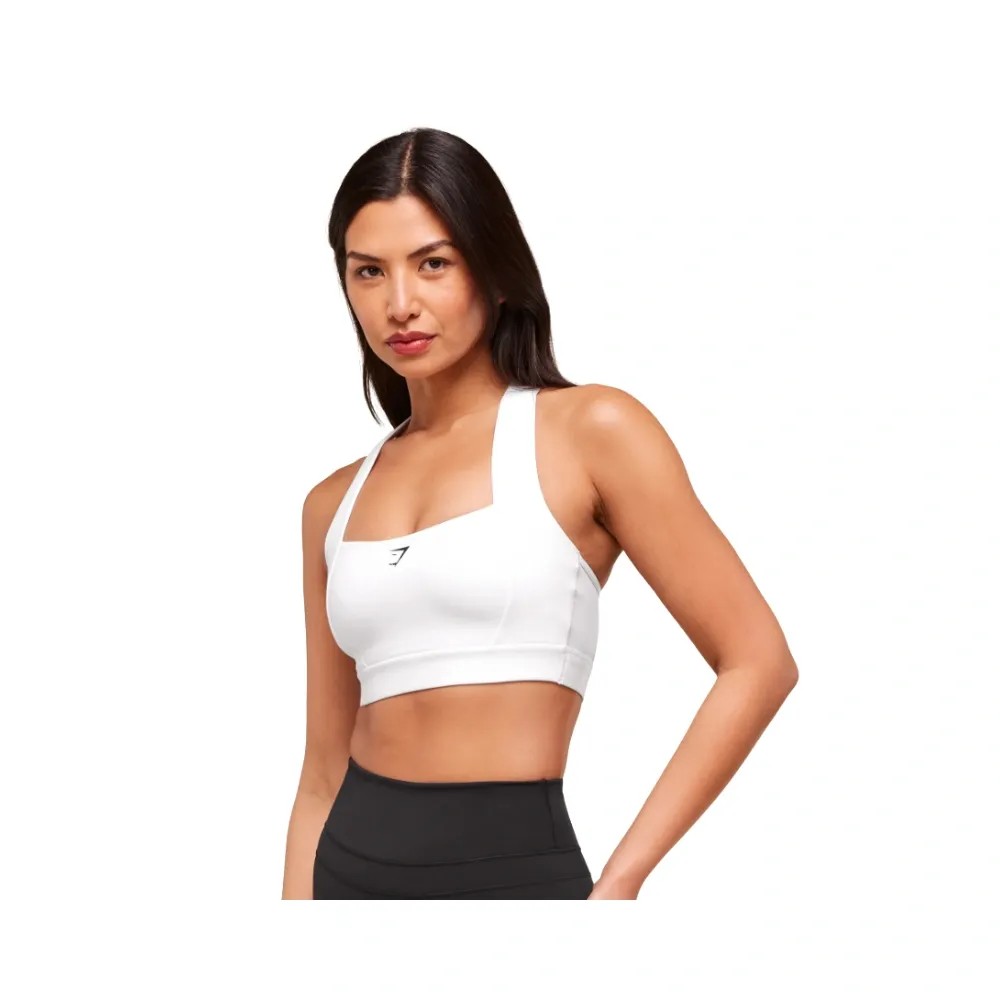 Gymshark Square Neck Sports Bra - Medium Support White  - HypeFly India View 5