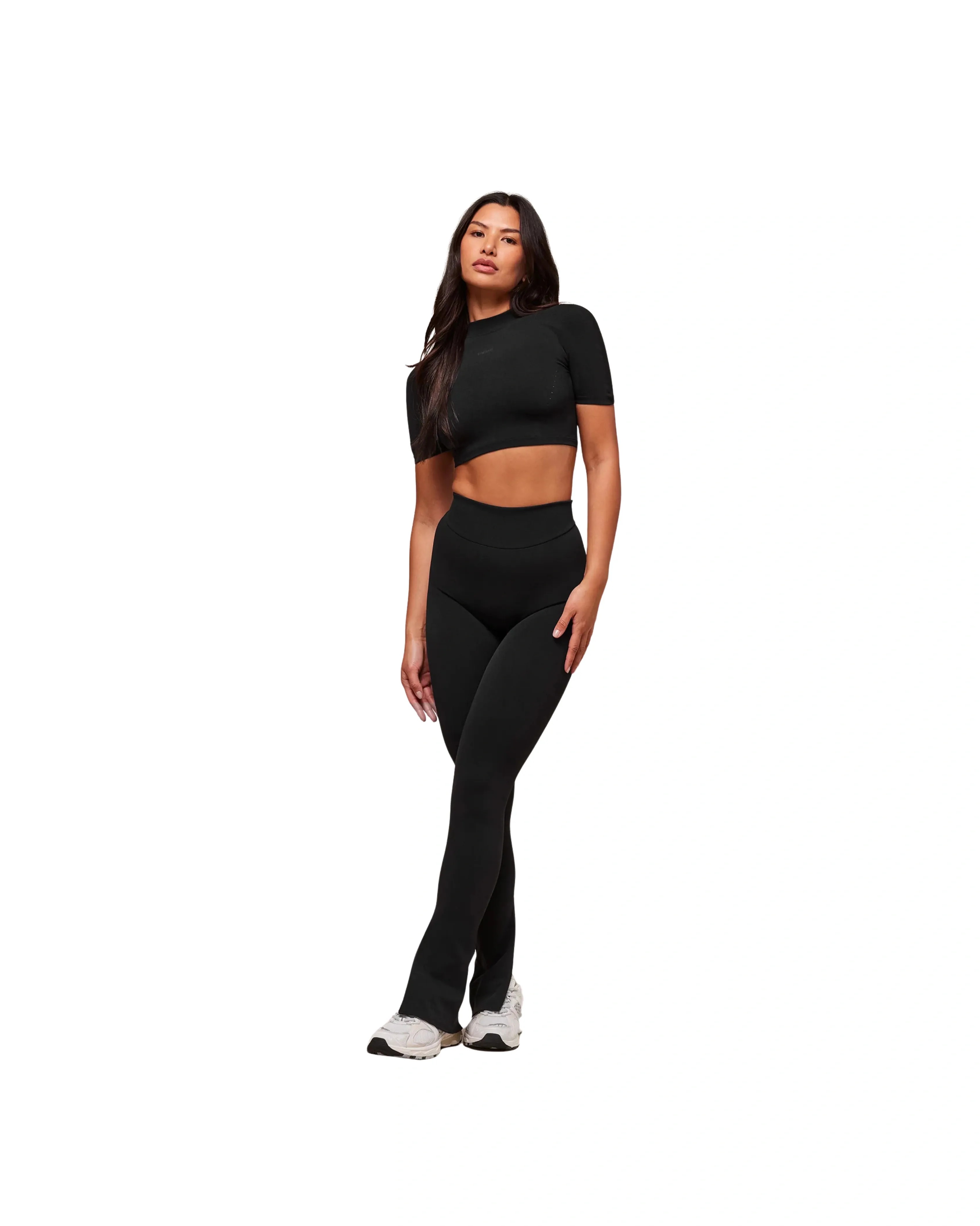 Gymshark Everywhere Warp Knit Flare Leggings slim fit Black - HypeFly India View 3