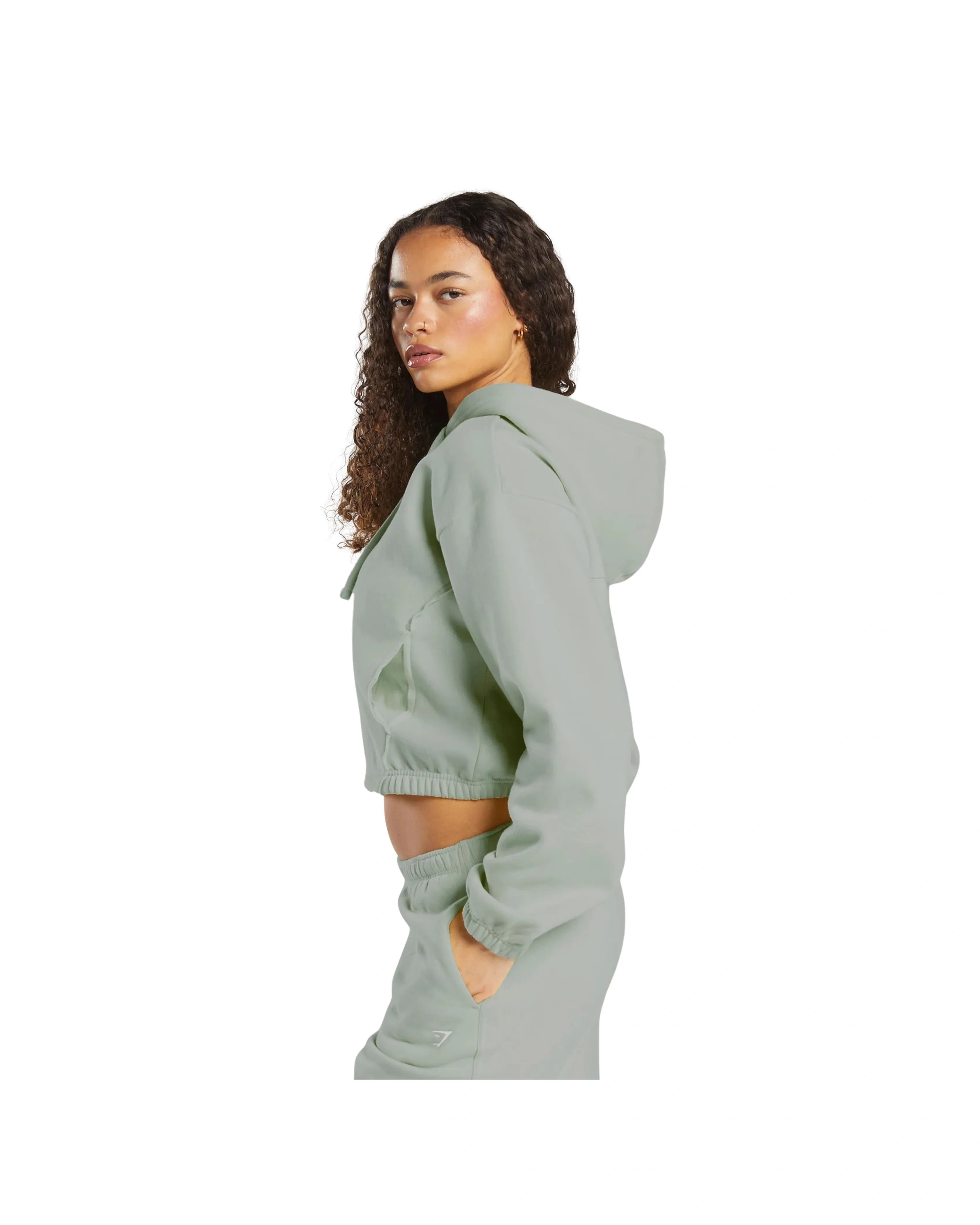 Gymshark Fleece Zip Hoodie regular fit Stone Grey - HypeFly India View 3