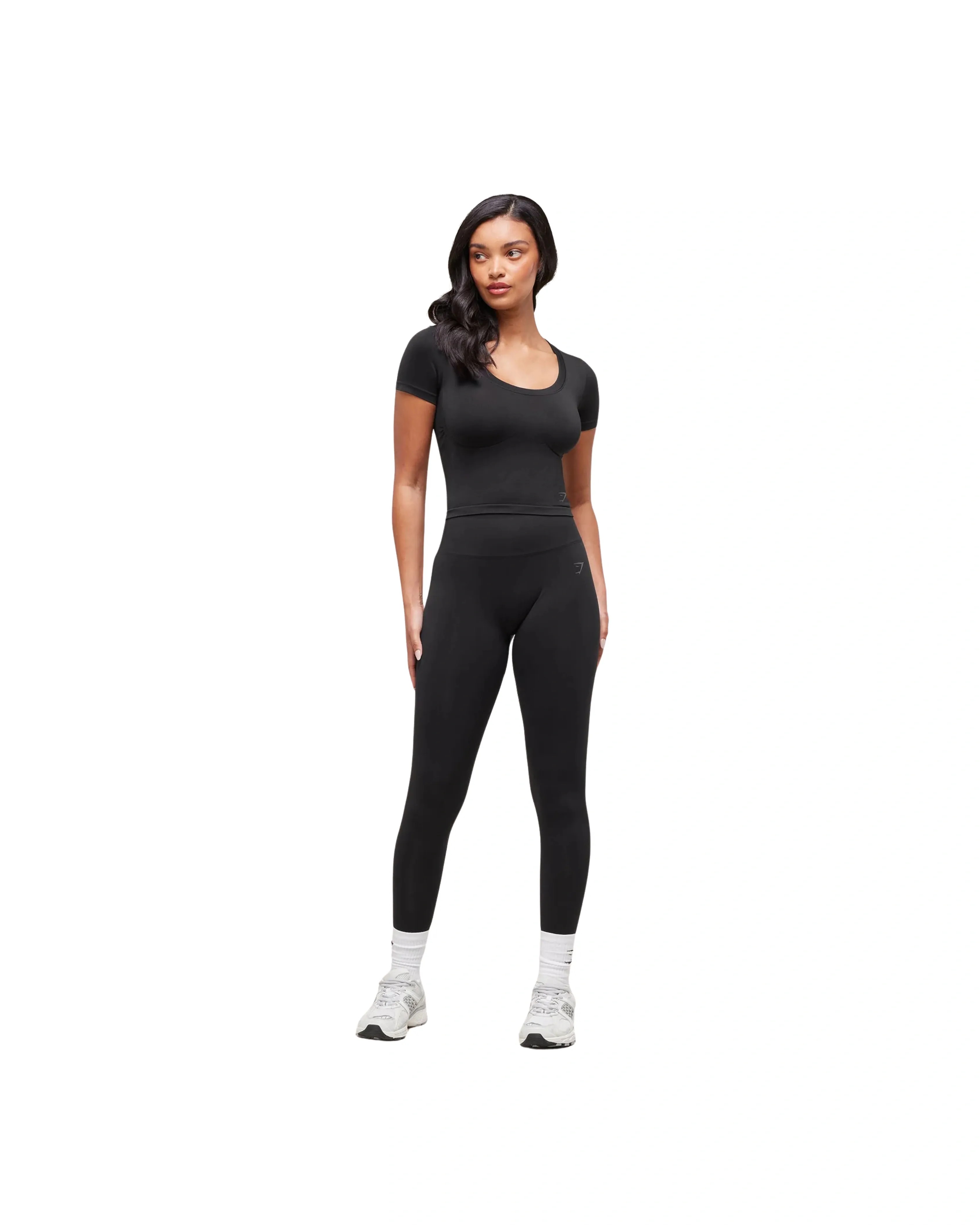 Gymshark Soft Sculpt Midi T-Shirt Black - HypeFly India View 3