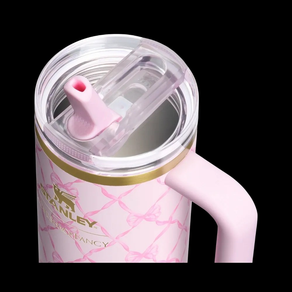 Stanley 1913 x LoveShackFancy Holiday The Quencher Details ProTour Tumbler Set 2-pack Baby Bow Pink Peppermint - HypeFly India View 4