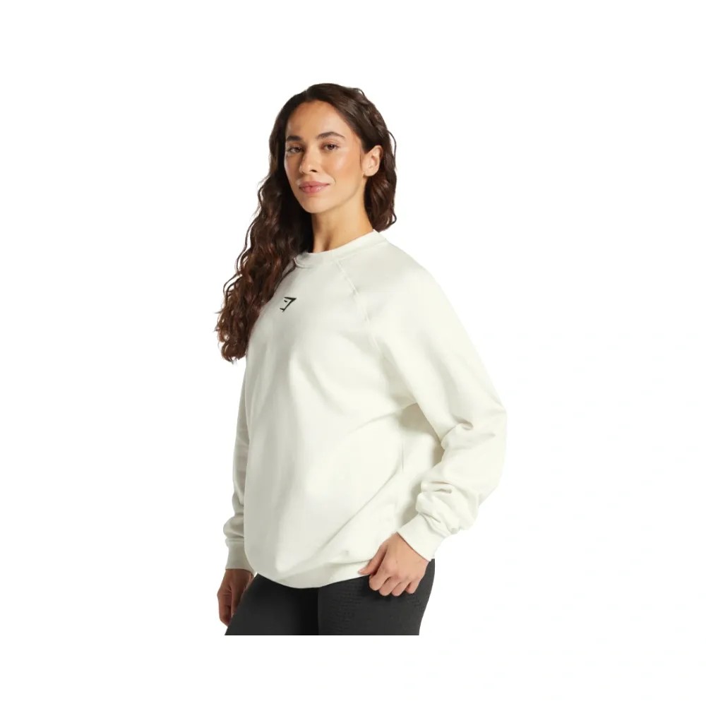 Gymshark Training Oversized Fleece Sweatshirt Soft White - HypeFly India View 5