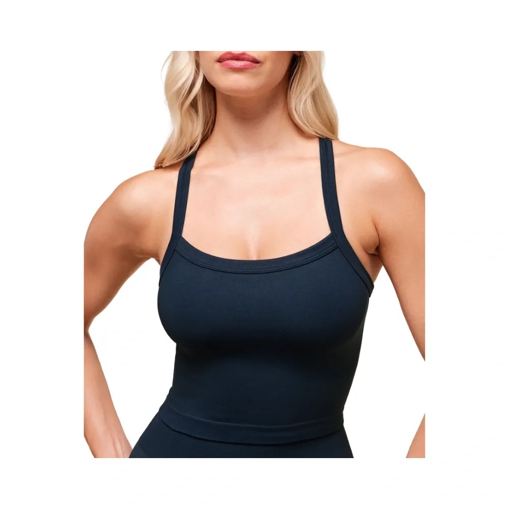 Gymshark Everyday Seamless Ribbed Midi Top Navy - HypeFly India View 3