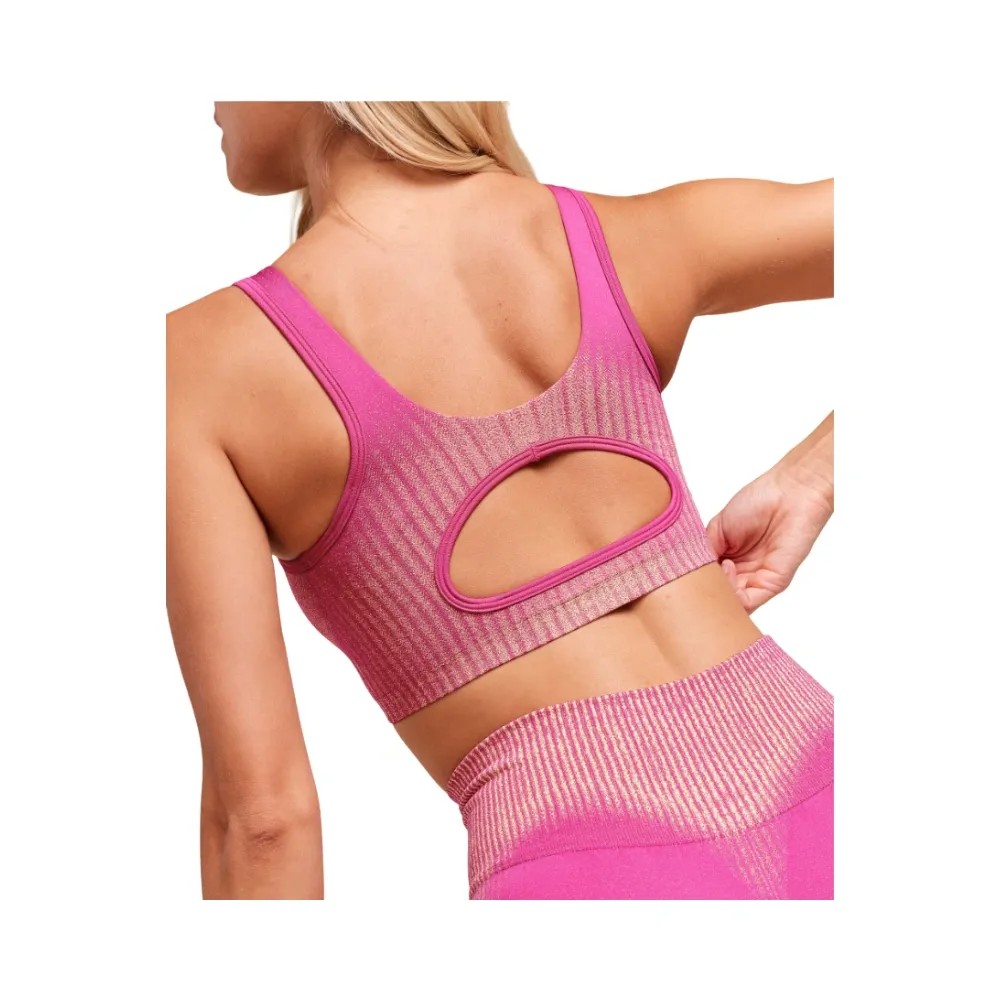 Gymshark Diffuse Seamless Sports Bra - Light Support Winning Pink/Refresh Yellow - HypeFly India View 3