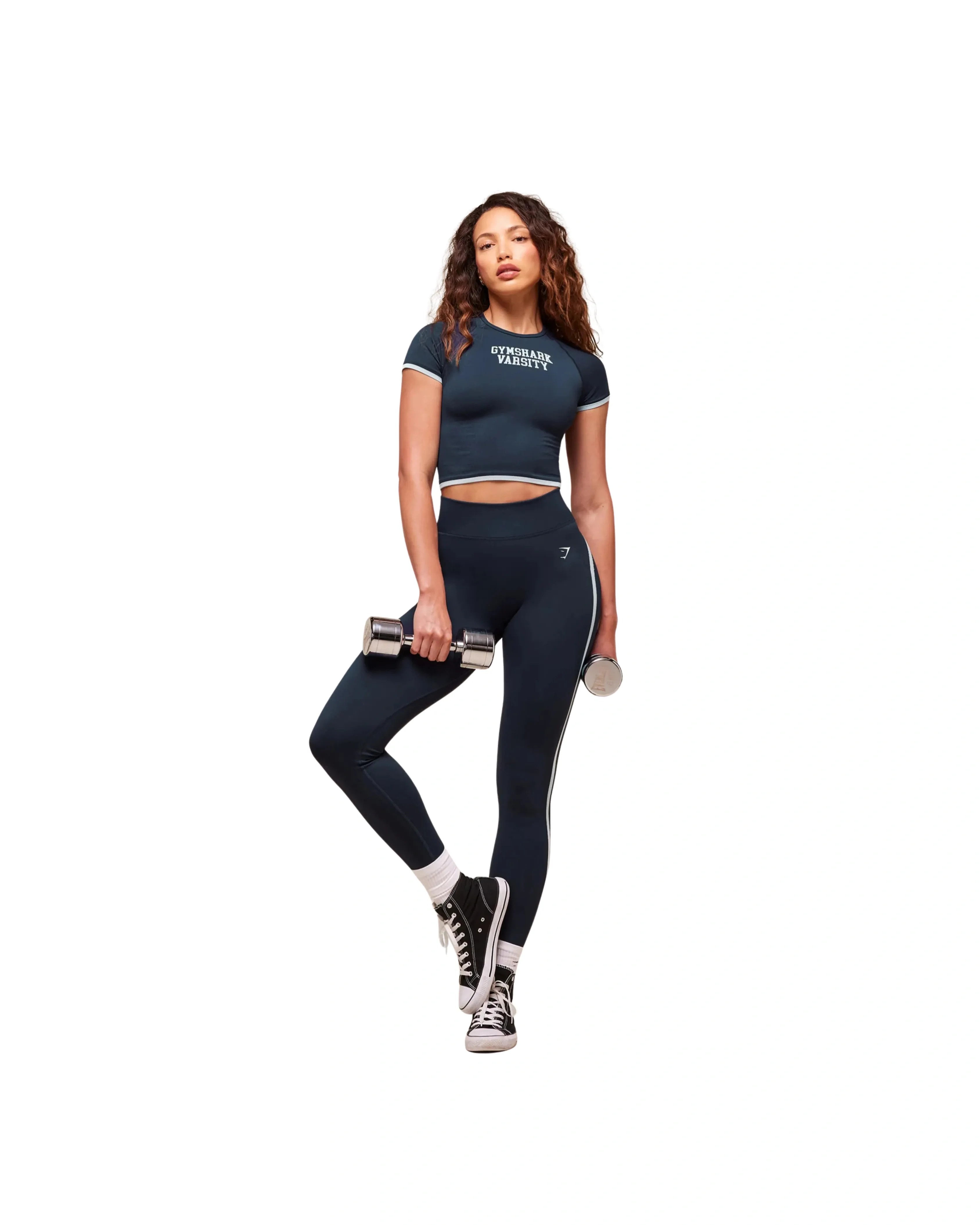 Gymshark Lift Varsity Seamless Midi T-Shirt Heavy Blue - HypeFly India View 3