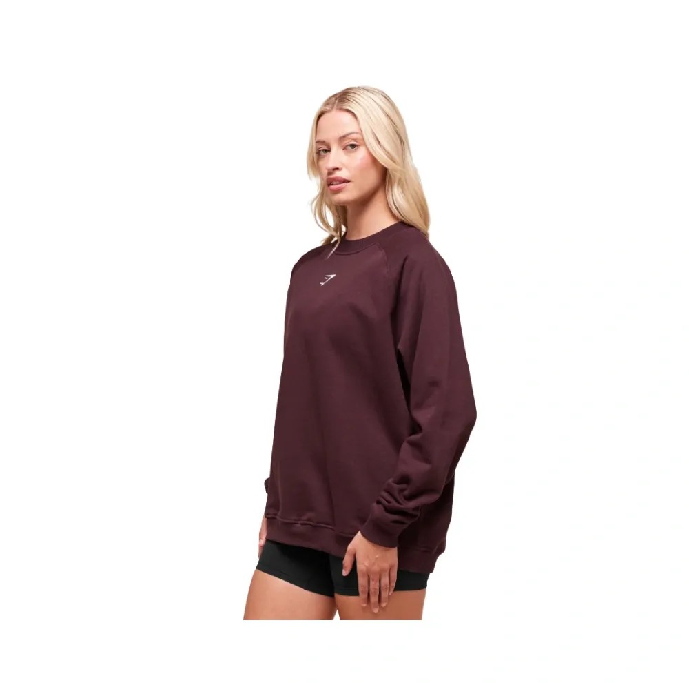 Gymshark Training Oversized Fleece Sweatshirt Cherry Purple - HypeFly India View 5