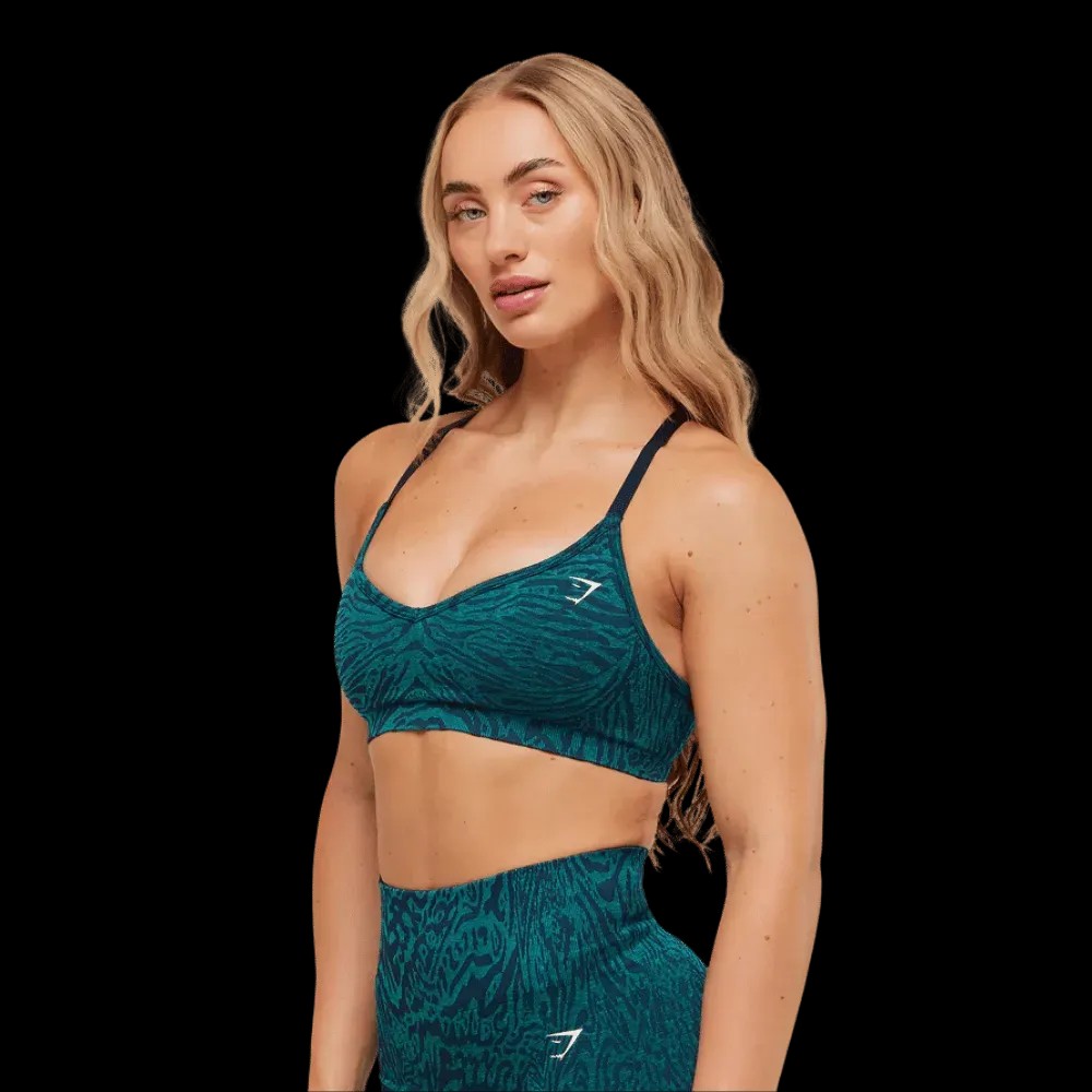 Gymshark Adapt Animal Seamless Sports Bra Navy/Brand Blue - HypeFly India View 5
