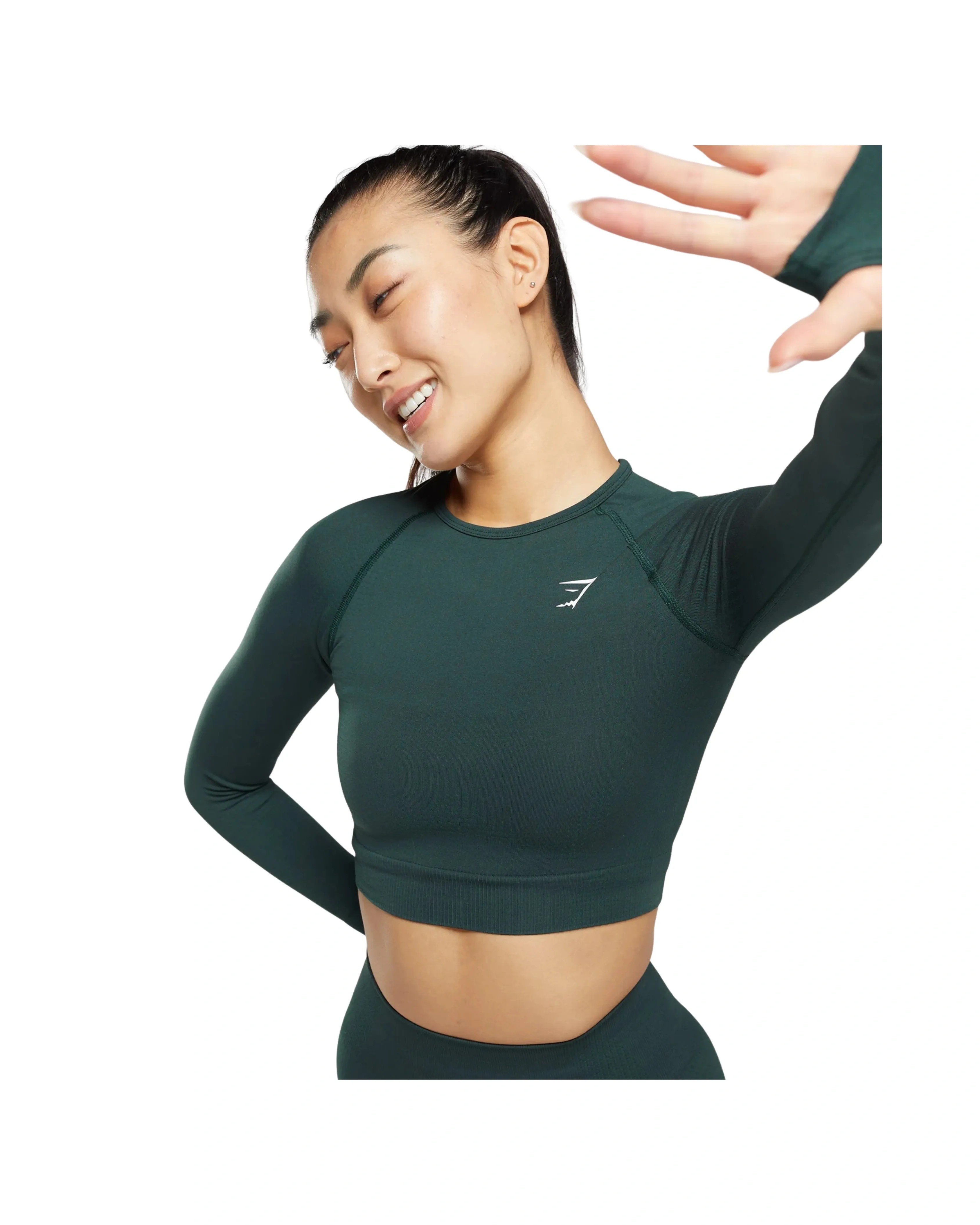 Gymshark Vital Crop Top Woodland Green Marl - HypeFly India View 3