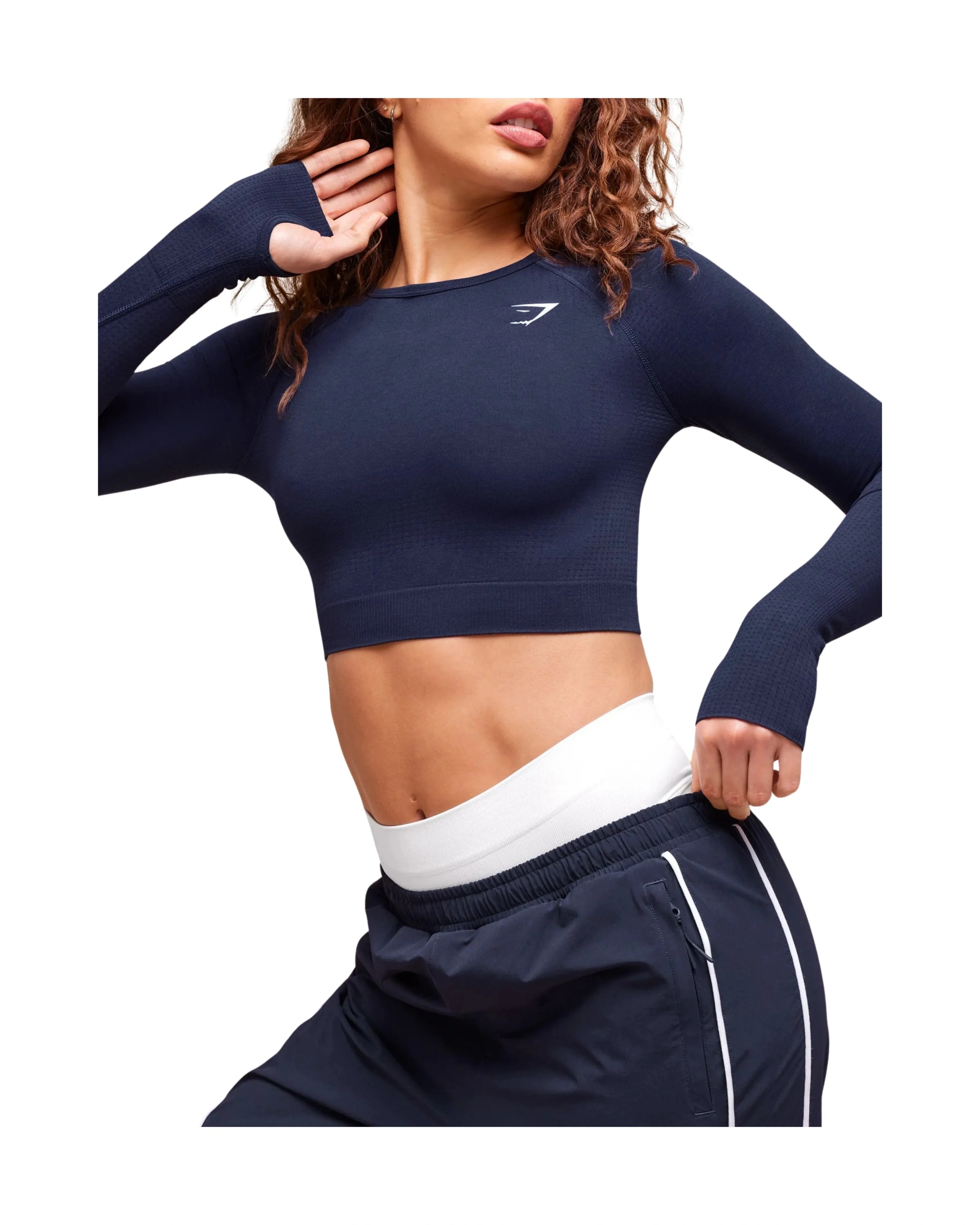 Gymshark Vital Crop Top Heavy Blue Marl - HypeFly India View 3