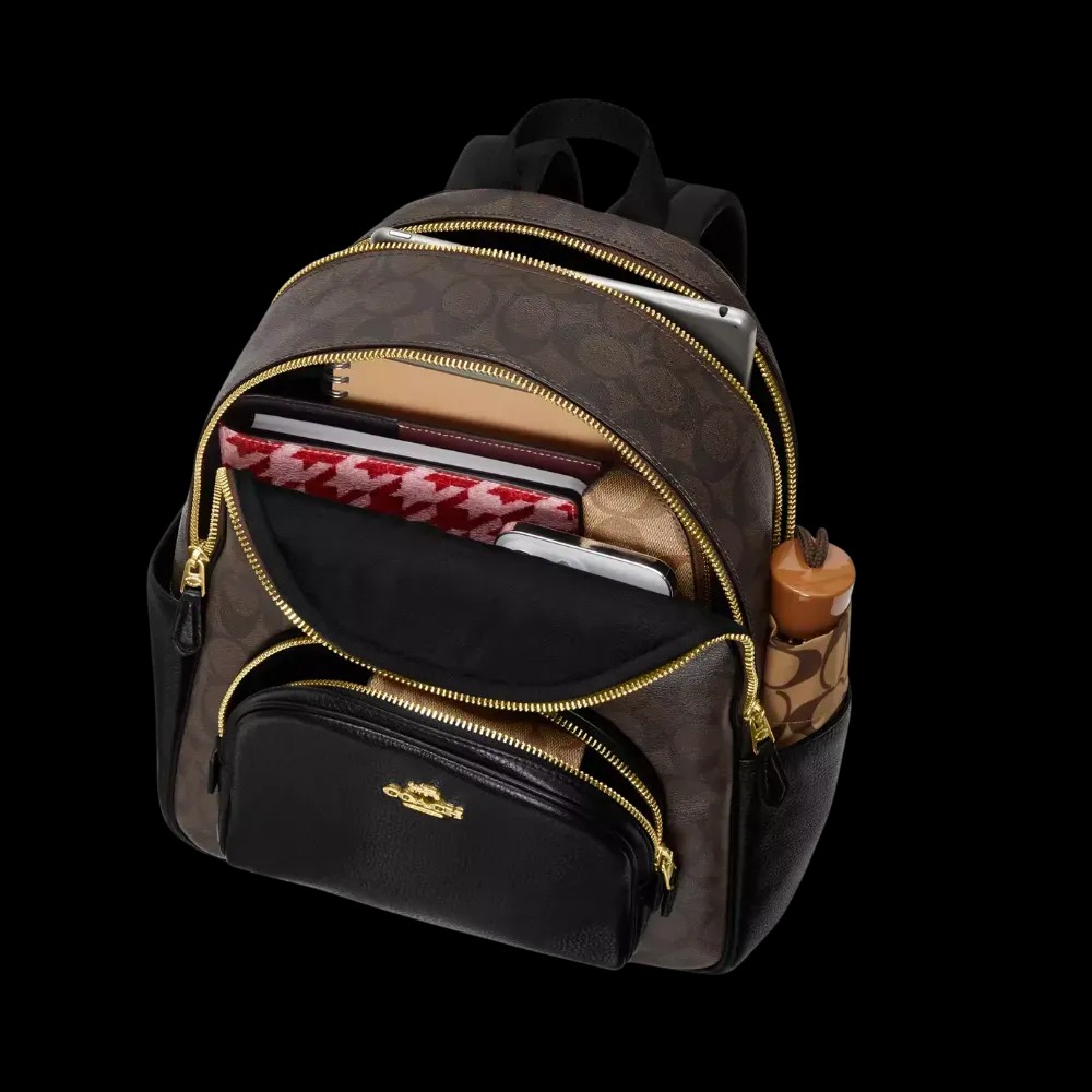 Coach Court Backpack In Signature Canvas Brown Black - HypeFly India View 4