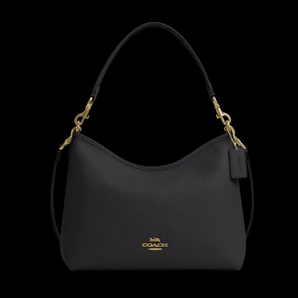 Coach Laurel Shoulder Bag Pebbled Leather Black  - HypeFly India View 1