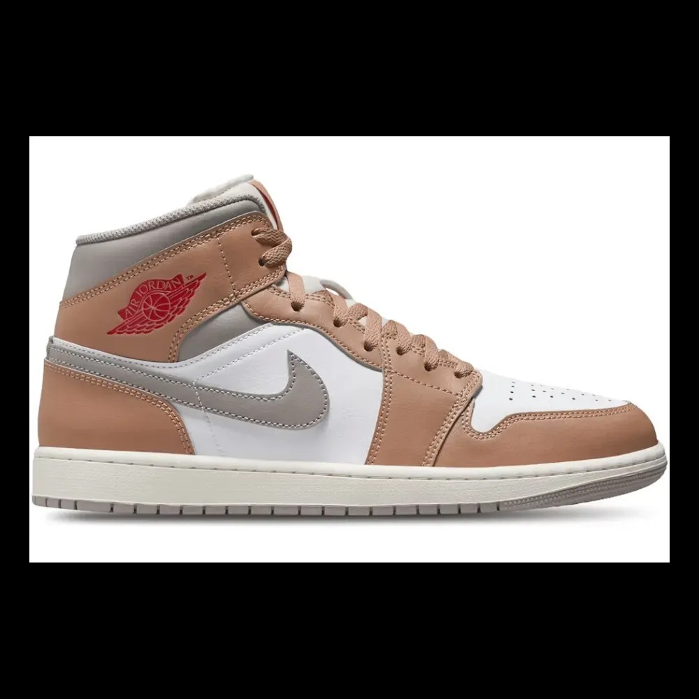 Air Jordan 1 Mid Rattan White College Grey - HypeFly India View 1