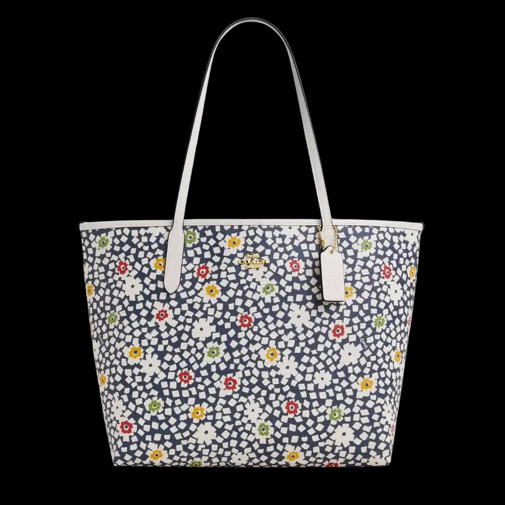 Coach City Tote Bag With Floral Print Deep Blue - HypeFly India View 1