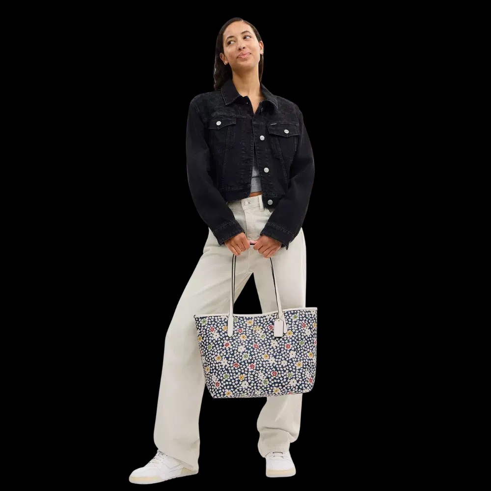 Coach City Tote Bag With Floral Print Deep Blue - HypeFly India View 5