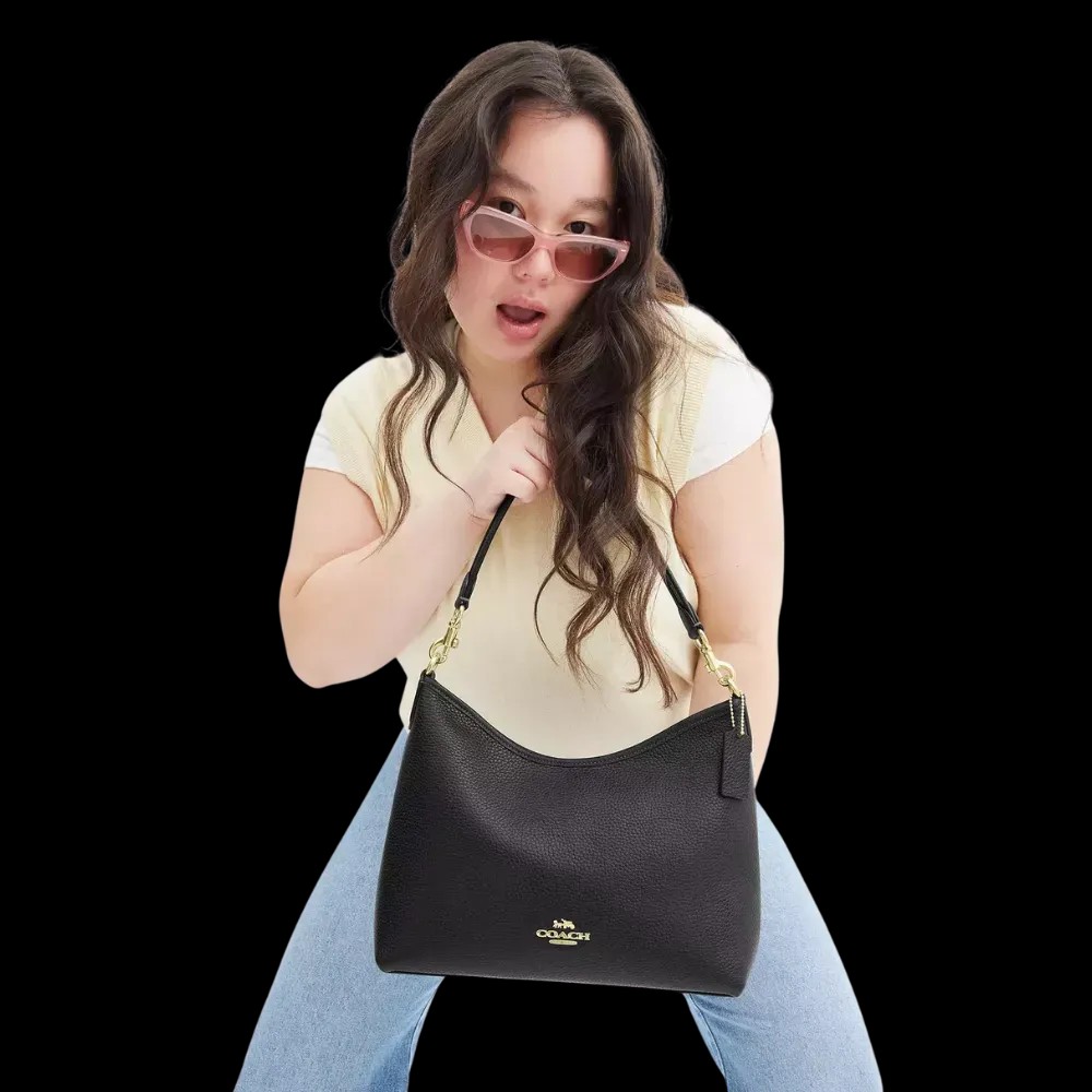 Coach Laurel Shoulder Bag Pebbled Leather Black  - HypeFly India View 5