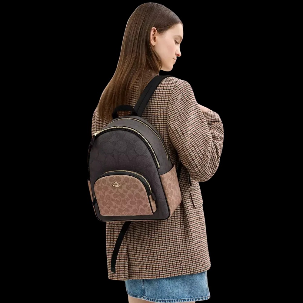 Coach Court Backpack  In Blocked Signature Canvas Walnut - HypeFly India View 4