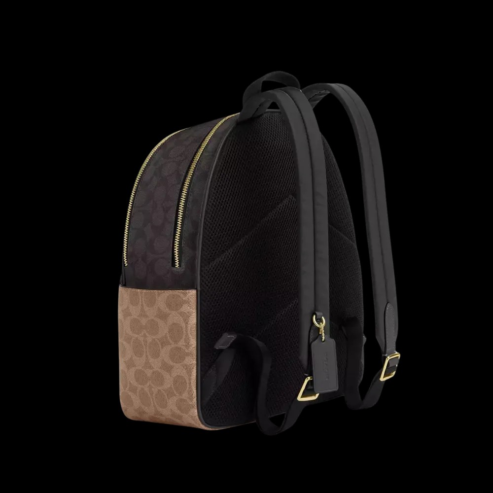 Coach Court Backpack  In Blocked Signature Canvas Walnut - HypeFly India View 2