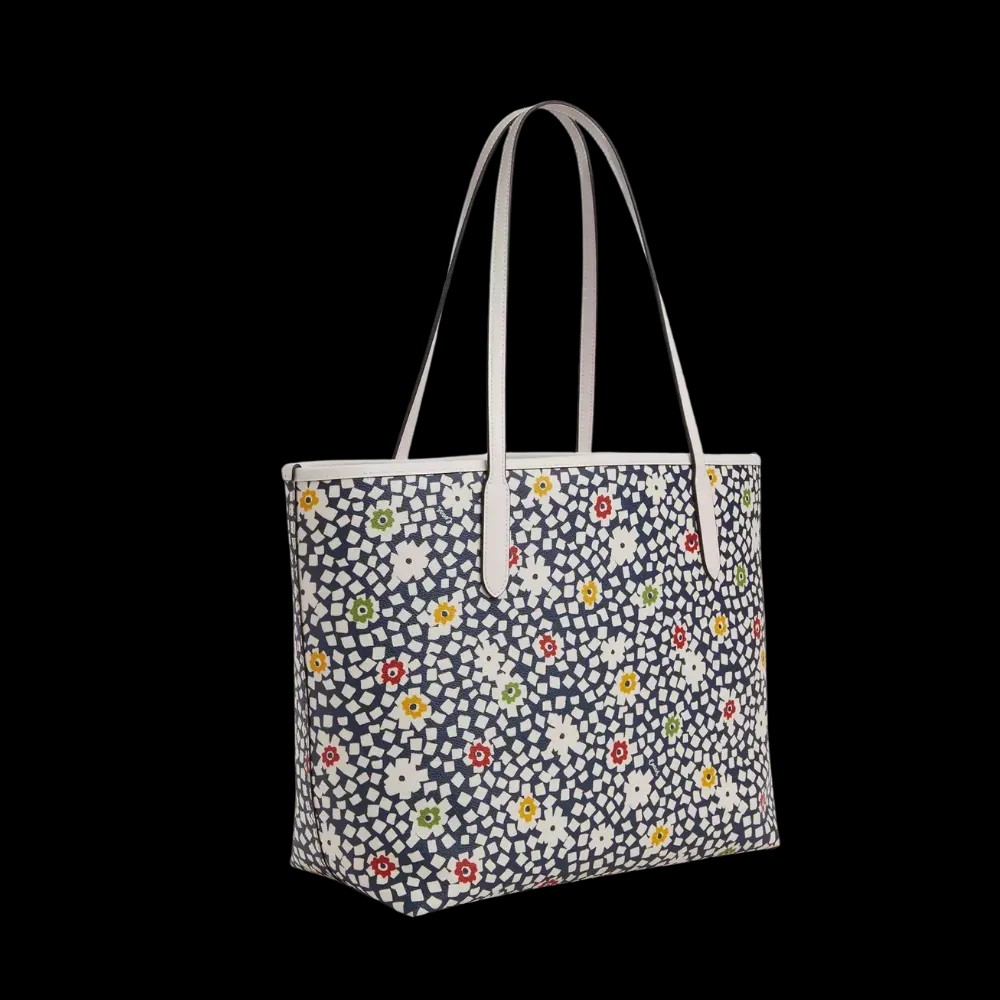 Coach City Tote Bag With Floral Print Deep Blue - HypeFly India View 2