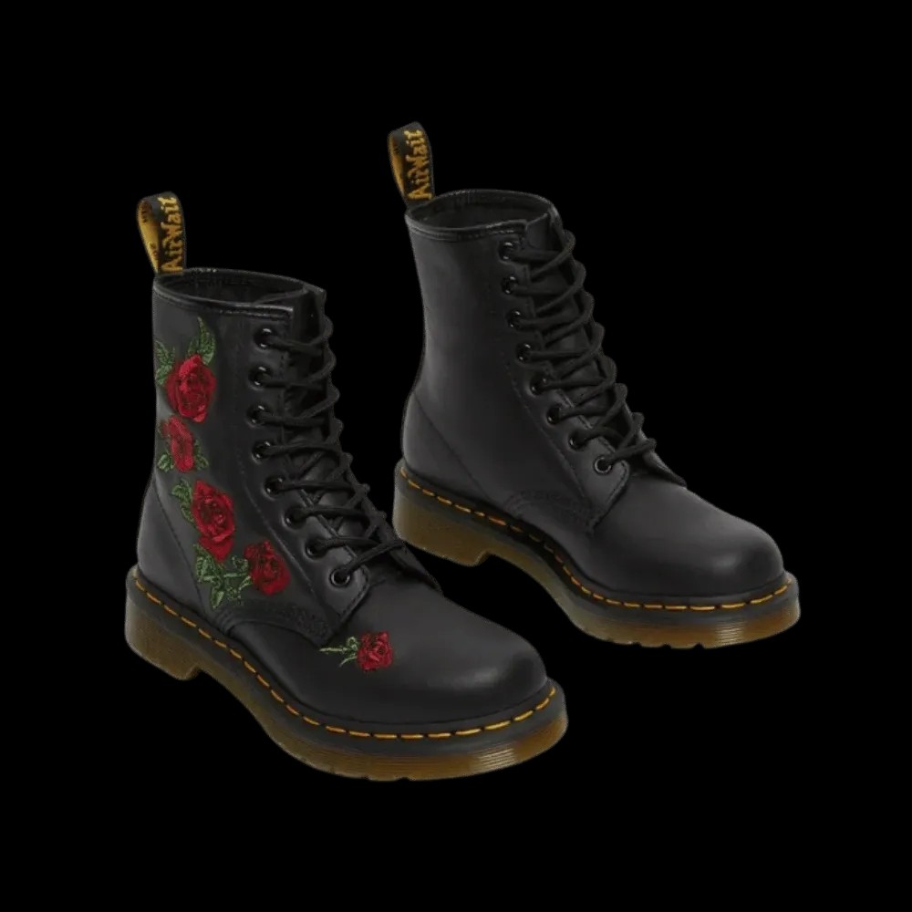 Dr Martens 1460 Vonda Floral Leather Lace Up Boots Black  - HypeFly India View 3