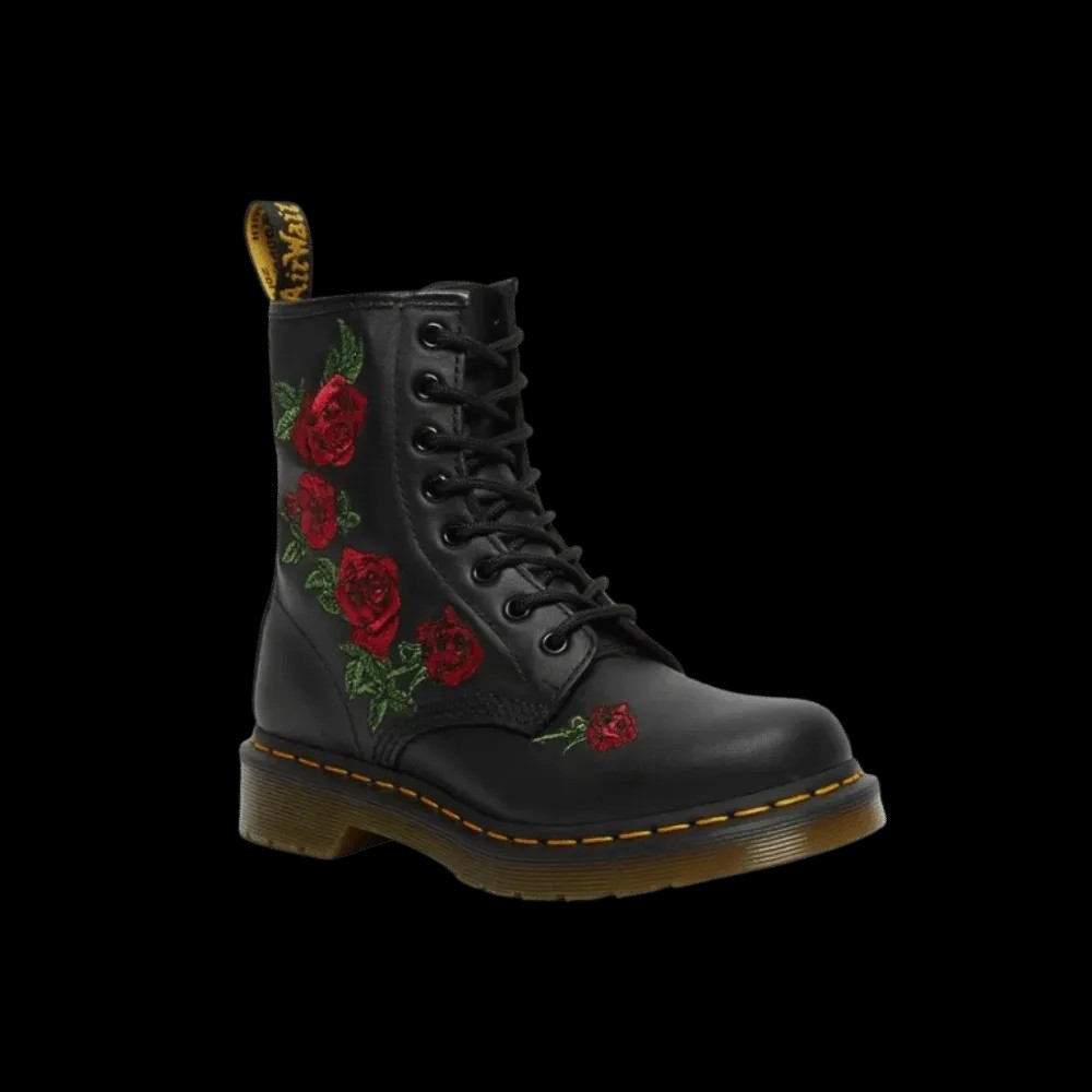Dr Martens 1460 Vonda Floral Leather Lace Up Boots Black  - HypeFly India View 2