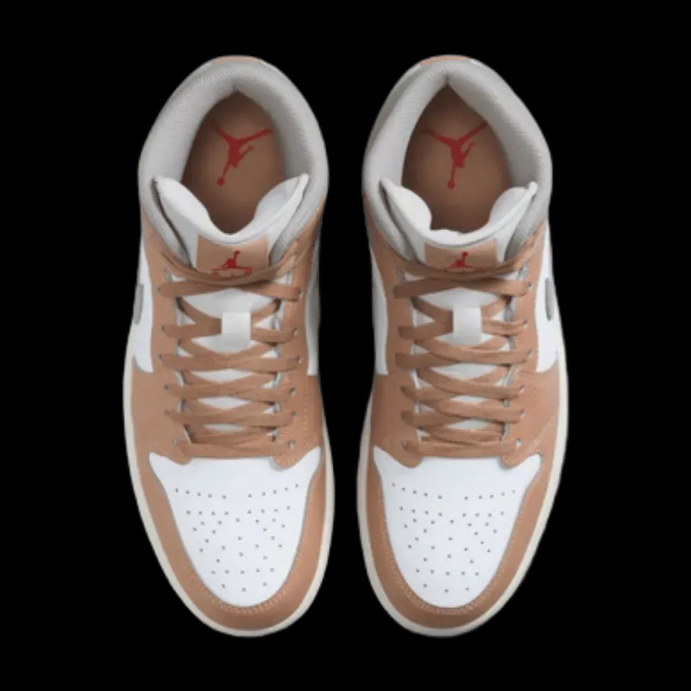 Air Jordan 1 Mid Rattan White College Grey - HypeFly India View 4