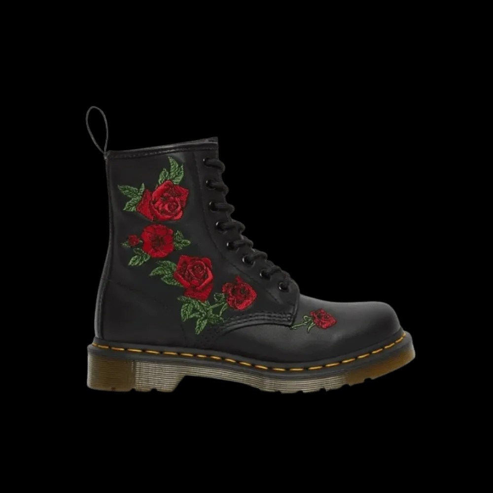 Dr Martens 1460 Vonda Floral Leather Lace Up Boots Black  - HypeFly India View 1