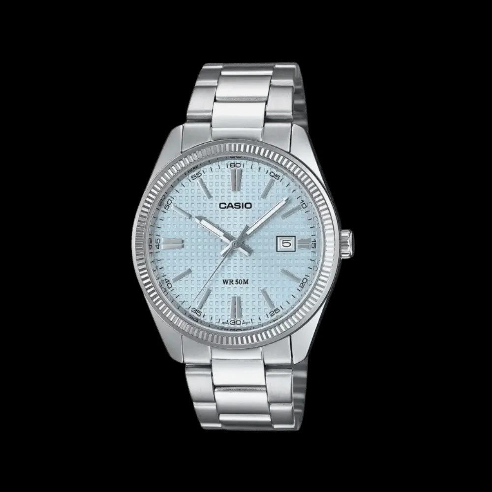 Casio Enticer Waffle Blue Dial (MTP-1302PE-2AVEF A2394) - HypeFly India View 1