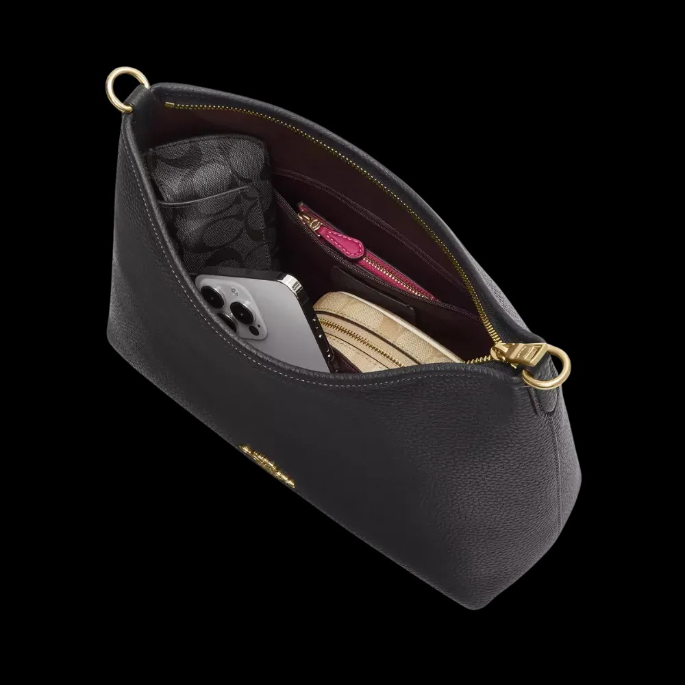 Coach Laurel Shoulder Bag Pebbled Leather Black  - HypeFly India View 3