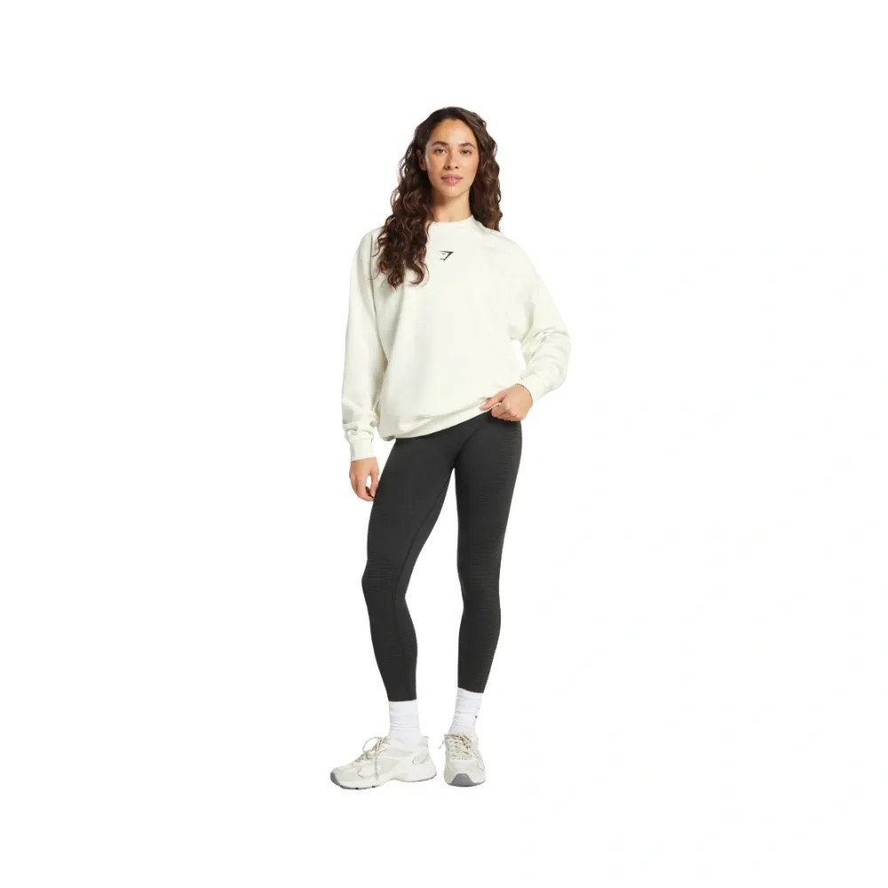 Gymshark Training Oversized Fleece Sweatshirt Soft White - HypeFly India View 3