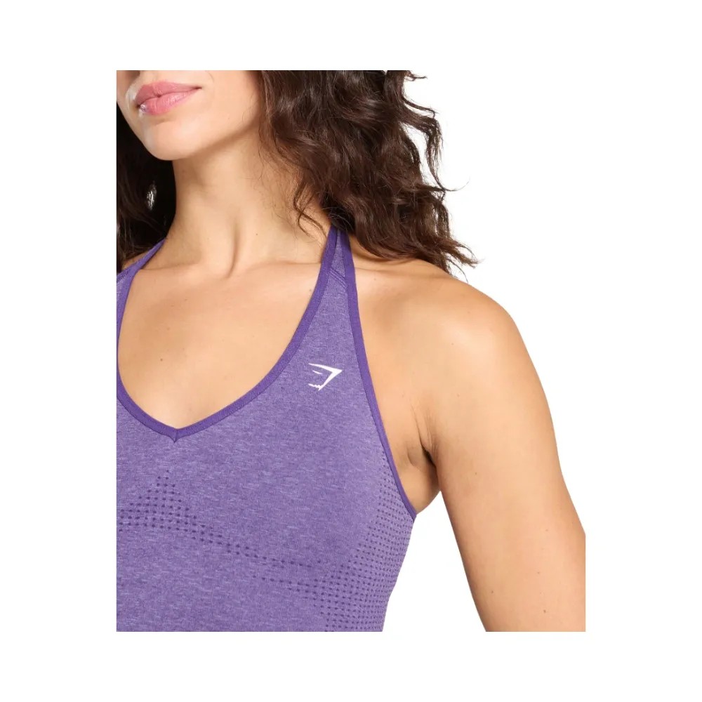Gymshark Vital Halter Neck Tank With Shelf Crop Top Functional Purple Marl - HypeFly India View 3