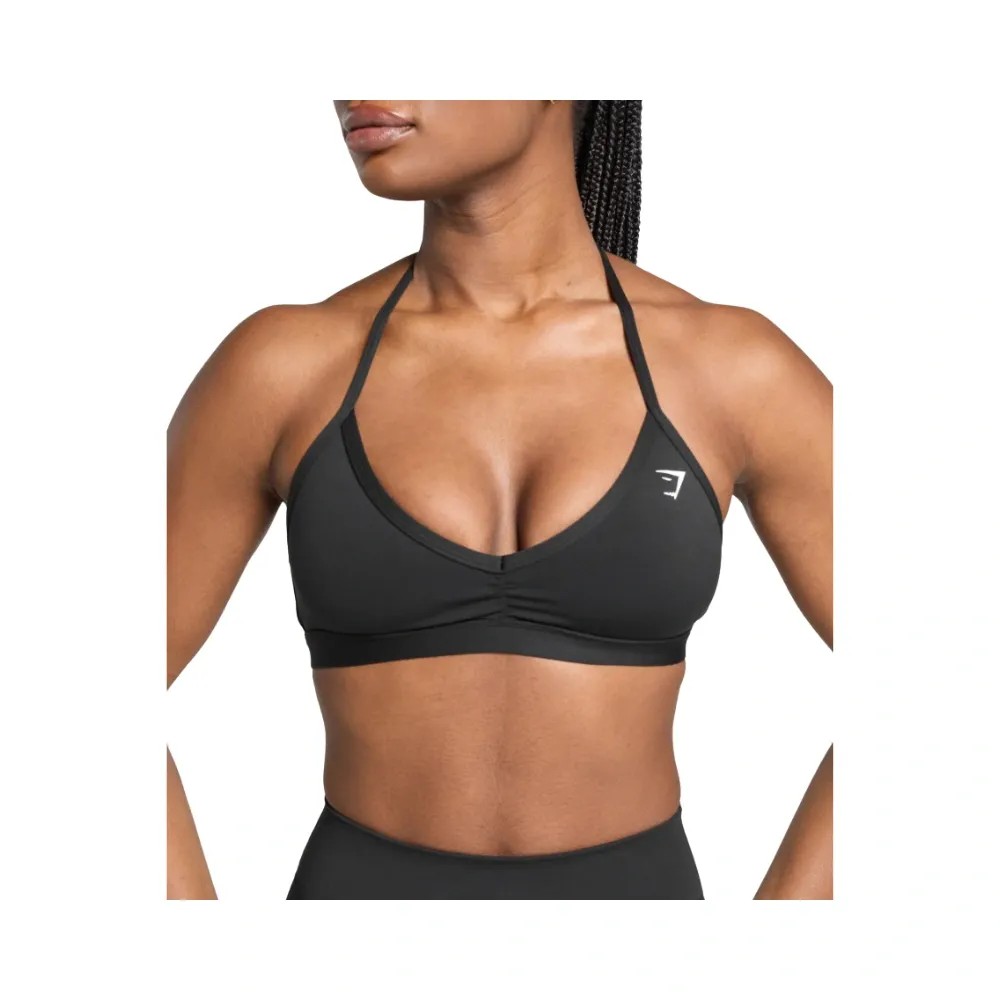 Gymshark Minimal Halterneck Sports Bra - Light Support Black - HypeFly India View 5