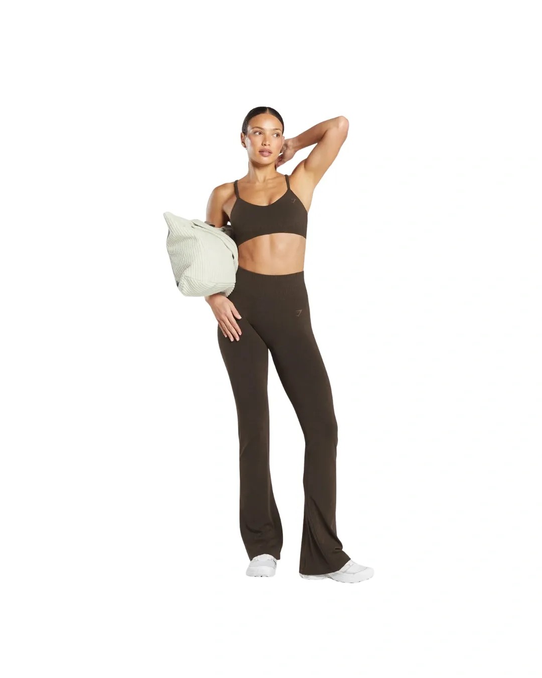 Gymshark Luxe Seamless Flare Leggings Walnut Brown Marl - HypeFly India View 4