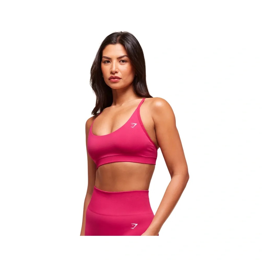 Gymshark Everyday Seamless Racerback Sports Bra - Light Support Build Pink - HypeFly India View 3